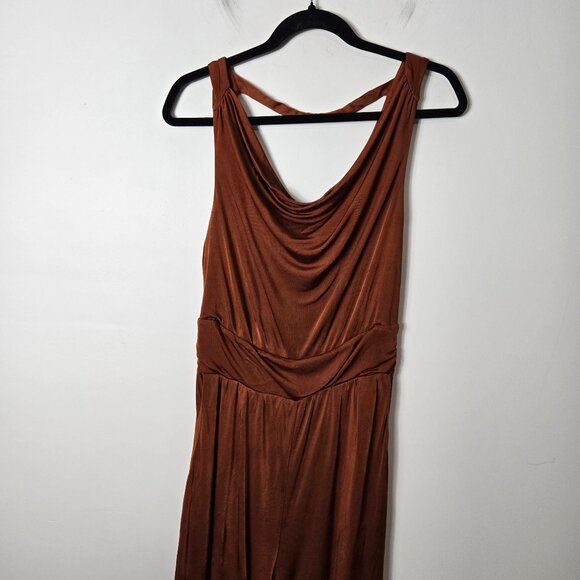 Anthropologie Maeve SizeS  Enchantment Copper Wide Leg Jumpsuit Sleeveless FLAW - Picture 4 of 14